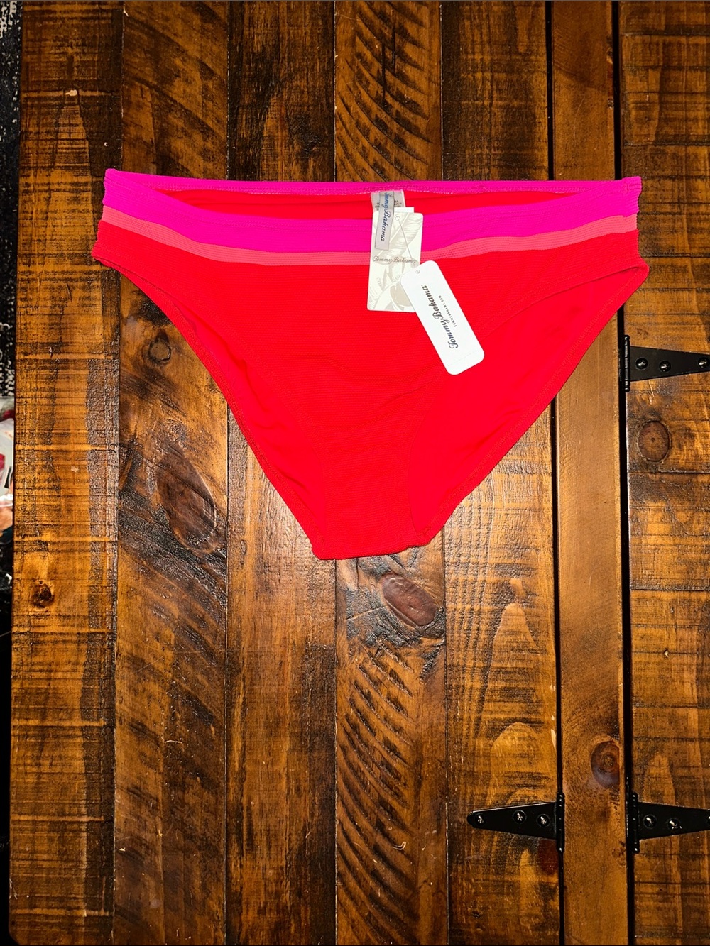 NWT Tommy Bahama Island Cays Colorblock Hipster Bikini Bottoms Red Pink XL